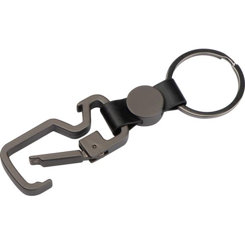 Schlüsselanhänger Macau (Art.-Nr. CA128373) - Graphitfarbener Schlüsselanhänger m...