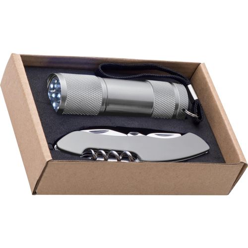 Set Taschenlampe & Taschenmesser Dover (Art.-Nr. CA271484) - Set bestehend aus einer Aluminiumtaschen...