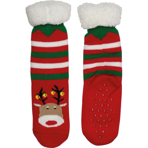 Weihnachtssocken Lund (Art.-Nr. CA295023) - Weihnachts-Elch-Socken mit Anti-Rutsch-S...