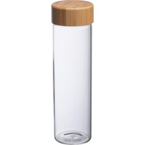 Glasflasche Santa Cruz (Art.-Nr. CA435179) - Auslaufsichere Glasflasche mit Bambusdec...