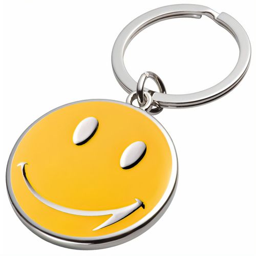 Schlüsselanhänger Smile (Art.-Nr. CA601307) - Fröhlicher Schlüsselanhänger aus Meta...