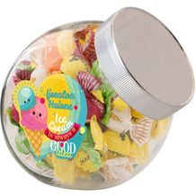 Medium Glas 0,9 Liter gefüllt mit Süßigkeiten (silber) (Art.-Nr. CA119595)