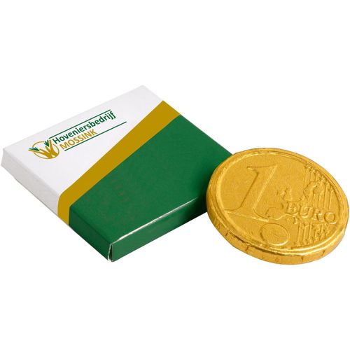 Kleine Box Schokoladen-Münze (Art.-Nr. CA134619) - Kleine Box  4c-Euroskala bedruckt mit 1...