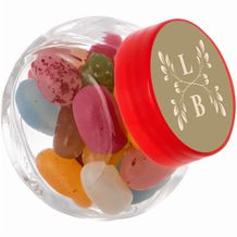 Mikro Glas 50 ml gefüllt mit Süßigkeiten (Transparent/Rot) (Art.-Nr. CA188085)