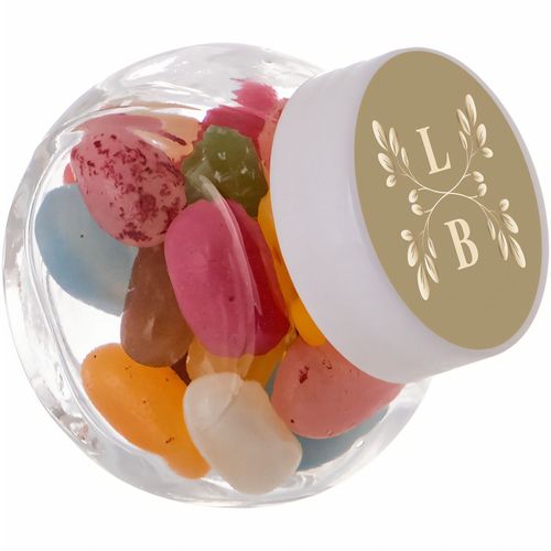 Mikro Glas 50 ml gefüllt mit Süßigkeiten (Art.-Nr. CA234923) - Mikro Glas 50 ml mit weißem Decke...