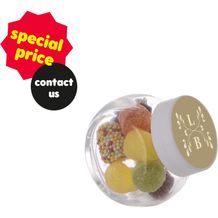 Mikro Glas 50 ml gefüllt mit Süßigkeiten (Transparent/Weiß) (Art.-Nr. CA274776)