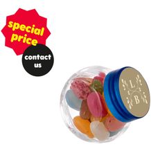 Mikro Glas 50 ml gefüllt mit Süßigkeiten (Transparent/Blau) (Art.-Nr. CA276081)