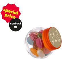 Mikro Glas 50 ml gefüllt mit Süßigkeiten (Transparent/Orange) (Art.-Nr. CA297531)
