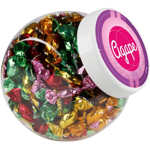 Kunststoffglas 1 Liter mit Süßigkeiten (Art.-Nr. CA308227) - Kunststoffglas 1 Liter mit weißem Decke...