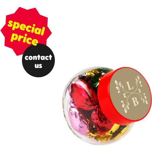 Mikro Glas 50 ml gefüllt mit Süßigkeiten (Art.-Nr. CA329922) - Mikro Glas 50 ml mit rotem Deckel...
