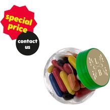 Mikro Glas 50 ml gefüllt mit Süßigkeiten (Transparent/Grün) (Art.-Nr. CA356112)