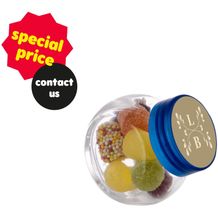 Mikro Glas 50 ml gefüllt mit Süßigkeiten (Transparent/Blau) (Art.-Nr. CA388750)