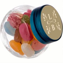 Mikro Glas 50 ml gefüllt mit Süßigkeiten (Transparant/Kobalt) (Art.-Nr. CA481007)