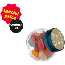 Mikro Glas 50 ml gefüllt mit Süßigkeiten (Transparant/Kobalt) (Art.-Nr. CA481007)