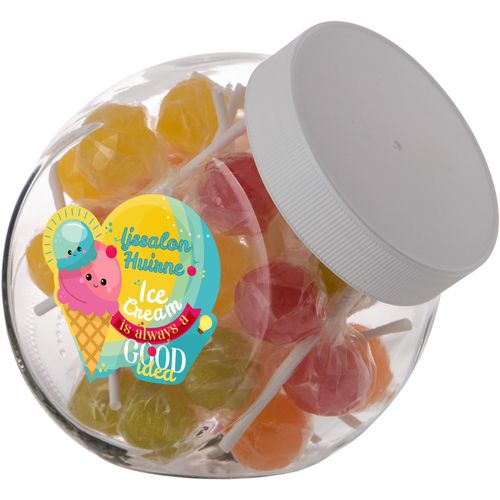 Medium Glas 0,9 Liter gefüllt mit Süßigkeiten (Art.-Nr. CA489232) - Medium Glas 0,9 Liter mit weißem Deckel...