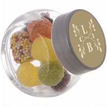 Mikro Glas 50 ml gefüllt mit Süßigkeiten (Transparent/Silber) (Art.-Nr. CA536584)