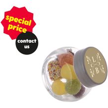 Mikro Glas 50 ml gefüllt mit Süßigkeiten (Transparent/Silber) (Art.-Nr. CA536584)