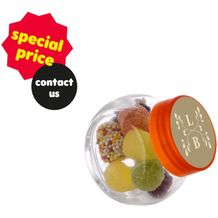 Mikro Glas 50 ml gefüllt mit Süßigkeiten (Transparent/Orange) (Art.-Nr. CA679726)