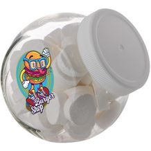 Kleines Glas 0,4 Liter gefüllt mit Süßigkeiten (weiß) (Art.-Nr. CA701882)