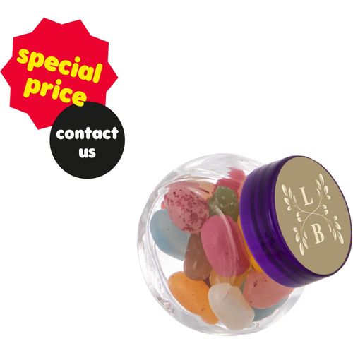 Mikro Glas 50 ml gefüllt mit Süßigkeiten (Art.-Nr. CA734069) - Mikro Glas 50 ml mit violettem Deckel...