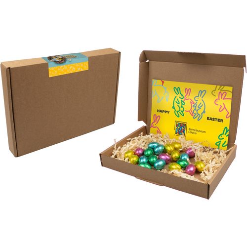 Schachtel mit Ostereiern im Nest (Art.-Nr. CA747776) - Braune Versandbox (220x115x28mm) mit...