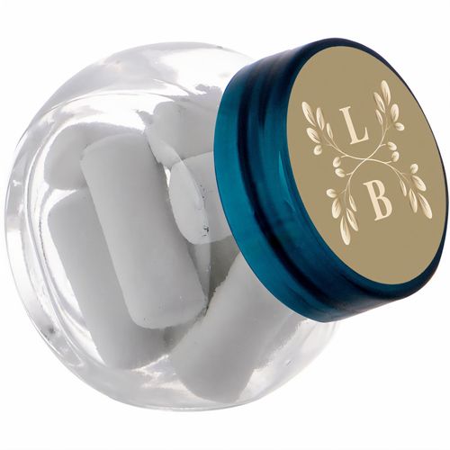 Mikro Glas 50 ml gefüllt mit Süßigkeiten (Art.-Nr. CA769615) - Mikro Glas 50 ml mit kobaltblauem...