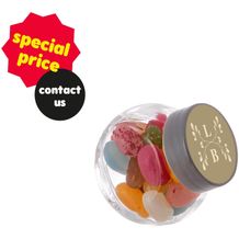 Mikro Glas 50 ml gefüllt mit Süßigkeiten (Transparent/Silber) (Art.-Nr. CA806652)