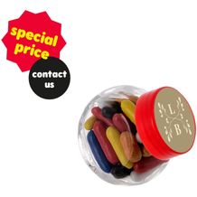 Mikro Glas 50 ml gefüllt mit Süßigkeiten (Transparent/Rot) (Art.-Nr. CA946055)