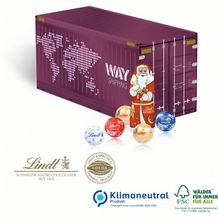 3D Präsent Container mit Lindt Santa & Lindt Minis, Klimaneutral, FSC® (4-farbig) (Art.-Nr. CA013546)