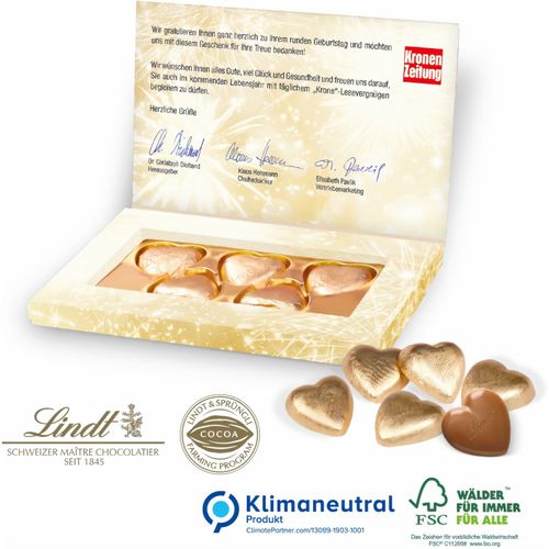 Präsentbox Business mit Lindt Schokoherzen, Klimaneutral, FSC® (Art.-Nr. CA028047) - Feine Schokolade in exklusiver Verpackun...