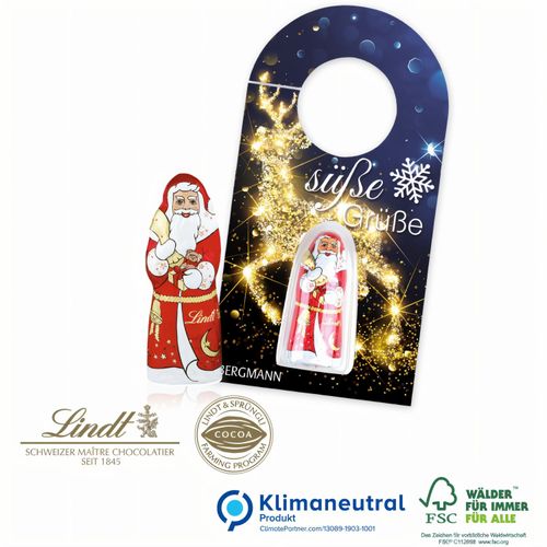Schokokarte Business Türanhänger mit Lindt Weihnachtsmann (Art.-Nr. CA041502) - Kreativ, innovativ, emotional! Himmlisch...
