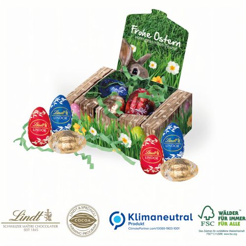 Lindt Mini-Eier, 6er Osternest, Klimaneutral, FSC® (Art.-Nr. CA080382) - Oster-Highlight für Kunden und Mitarbei...