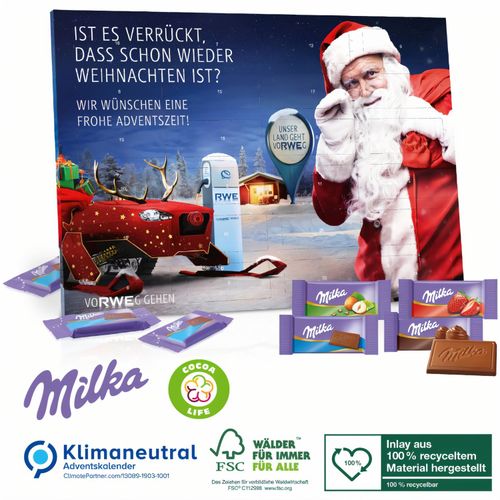 Tisch-Adventskalender mit Milka Schokolade Mix, Klimaneutral, FSC® (Art.-Nr. CA135101) - Milka: Im Herzen zart! Milka Alpenmilchs...
