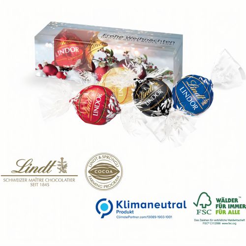 Lindt Lindor Präsent, 3er, Klimaneutral, FSC® (Art.-Nr. CA157292) - Liebe und Leidenschaft für Schokolade...
