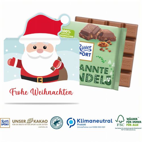 Schokotafel Ritter SPORT Santa, 100 g, Klimaneutral, FSC® (Art.-Nr. CA216523) - Winter-Schokolade: Maximal lecker!...