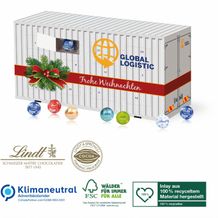 3D Adventskalender Container mit Lindt Lindor, Klimaneutral, FSC®, Inlay aus 100% recyceltem Material (4-farbig) (Art.-Nr. CA226508)
