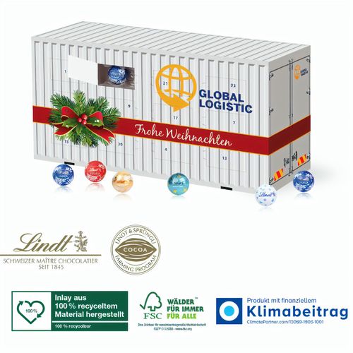 3D Adventskalender Lindt Container (Art.-Nr. CA226508) - Das perfekte Präsent für die Logistik-...