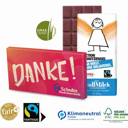 Schutzengel Schokolade, 100 g, Klimaneutral, FSC® (Art.-Nr. CA236587) - Aktion Schutzengel! Mit dem Kauf dieser...