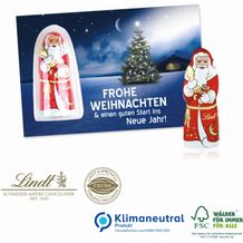 Schokokarte Business mit Lindt Weihnachtsmann, Klimaneutral, FSC® (4-farbig) (Art.-Nr. CA251458)