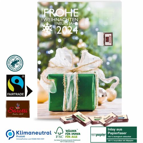 Wand-Adventskalender mit Fairtrade-Kakao Organic, Klimaneutral, FSC® (Art.-Nr. CA256377) - Unser Nachhaltigkeits-Champion! Leckere...