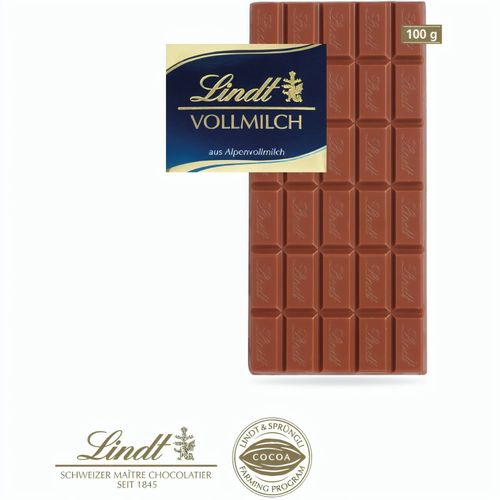 Grußkarte mit Schokoladentafel von Lindt, 100 g (Art.-Nr. CA274744) - Schoko-Klassiker individuell verpackt!...