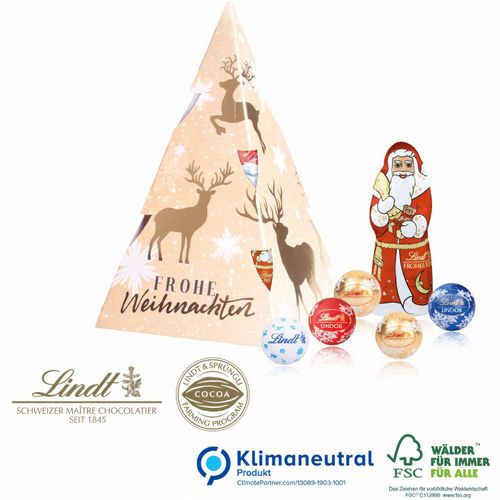 Präsent Weihnachtsbaum mit Lindt Minis und Nikolaus (Art.-Nr. CA412548) - Exklusive Werbemomente! Werbung mit...
