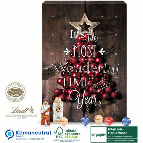 Wand-Adventskalender Lindt Gourmet Edition Organic, Klimaneutral, FSC® (Art.-Nr. CA419417) - Spitzenmodell mit exklusiver Füllung...