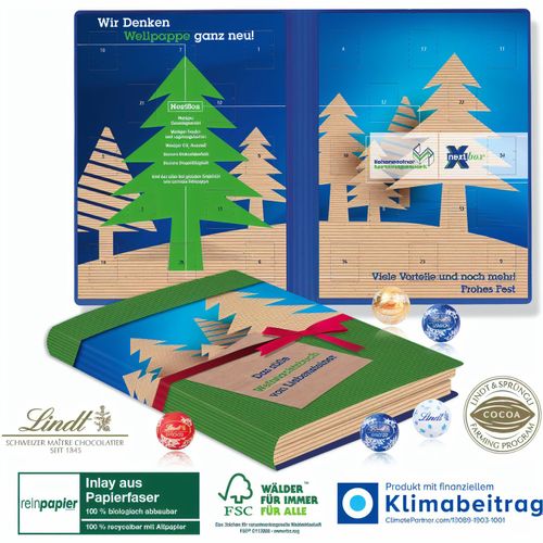 Adventskalender Weihnachtsbuch Lindt Exklusiv Organic mit Lindt Minis (Art.-Nr. CA449950) - Besonders wertige Werbung! Das exklusive...