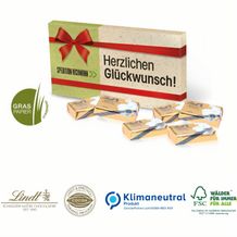 Präsentbox mit Lindt Schokotäfelchen auf Graspapier, Klimaneutral, FSC® (4-farbig) (Art.-Nr. CA450097)