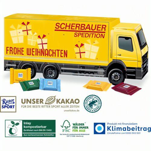 3D Adventskalender LKW Ritter SPORT, Inlay kompostierbar (Art.-Nr. CA499434) - Auffälliges Advents-Highlight! Logistik...
