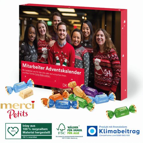 Adventskalender mit Merci Petits, Inlay aus 100% recyceltem Material (Art.-Nr. CA500420) - Für die kleinen Schokoladenmomente...