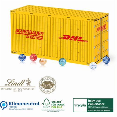 3D Adventskalender Lindt Container Organic, Klimaneutral, FSC® (Art.-Nr. CA524246) - Nachhaltigkeit im Mittelpunkt! Das...
