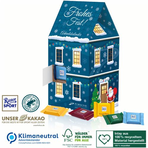 Adventskalender-Haus XL mit Ritter SPORT Schokolade (Art.-Nr. CA564116) - Werbe-Highlight für die Weihnachtszeit!...