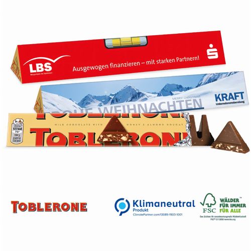 TOBLERONE Riegel im Werbeschuber, 100 g, Klimaneutral, FSC® (Art.-Nr. CA568834) - Kult-Schokolade mit Tradition! Der...